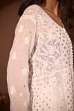 Arsh Handcrafted Front Open White Chikan Anarkali