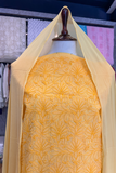 Arsh Handcrafted Mango Yellow Cotton Unstitched Chikankari 3pc Suit