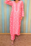 Arsh Handcrafted Kurti, Pant and Dupatta 3 pc Mul Chanderi Mukesh Chikan Set - arshchikan