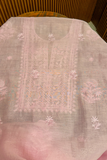 Arsh HandCrafted Mul Chanderi Unstitched Chikankari Kurti and Dupatta set