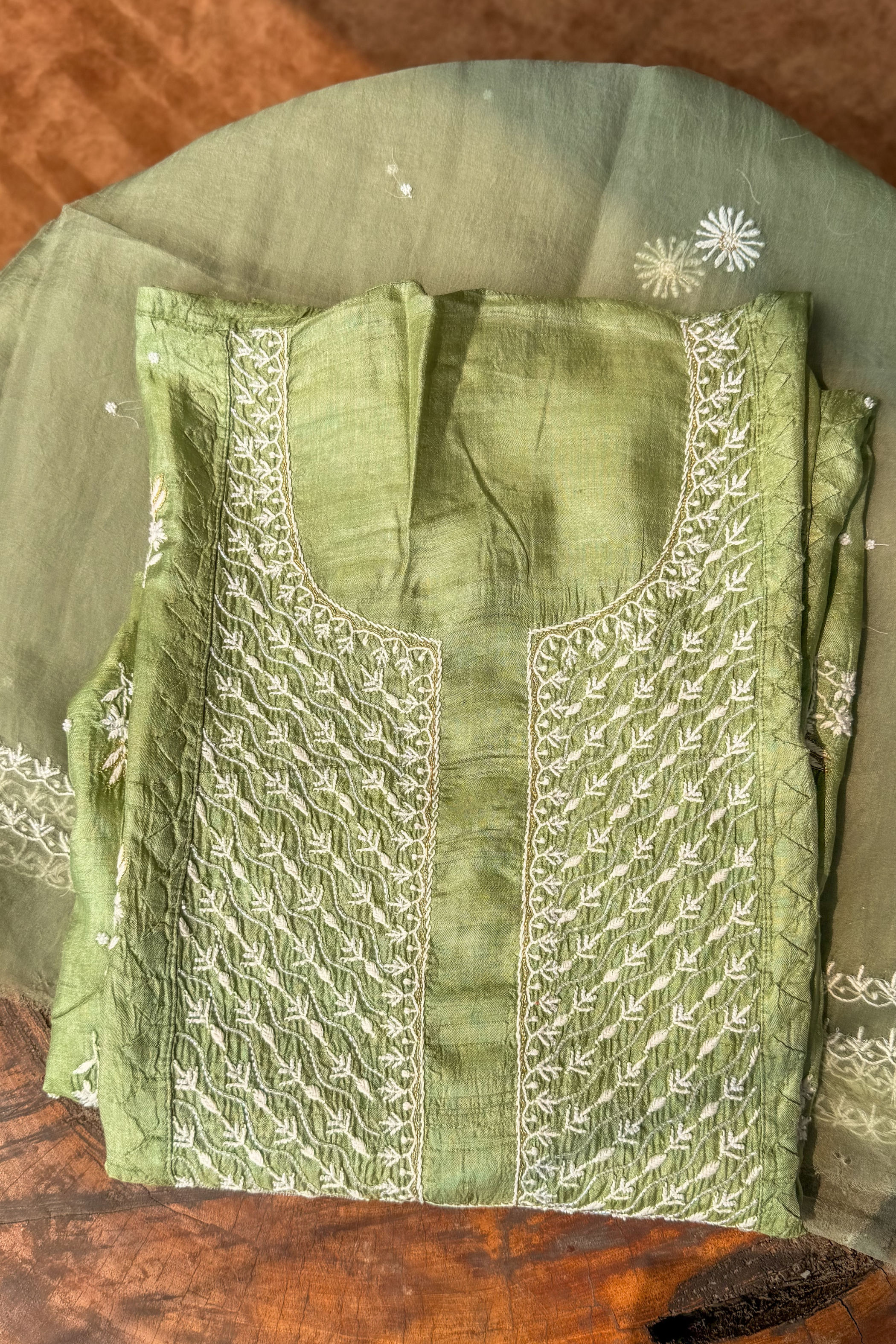 Arsh Handcrafted Silk Kurti and Dupatta Set - arshchikan