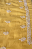 Arsh Handcrafted Yellow Georgette Unstitched Chikankari 3pc Suit Set