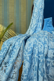 Arsh Handcrafted Georgette All Over Chikan Powder Blue Embroidered Saree - arshchikan