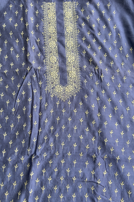 Arsh Handcrafted Chikan Mens Pure Silk Kurta Piece