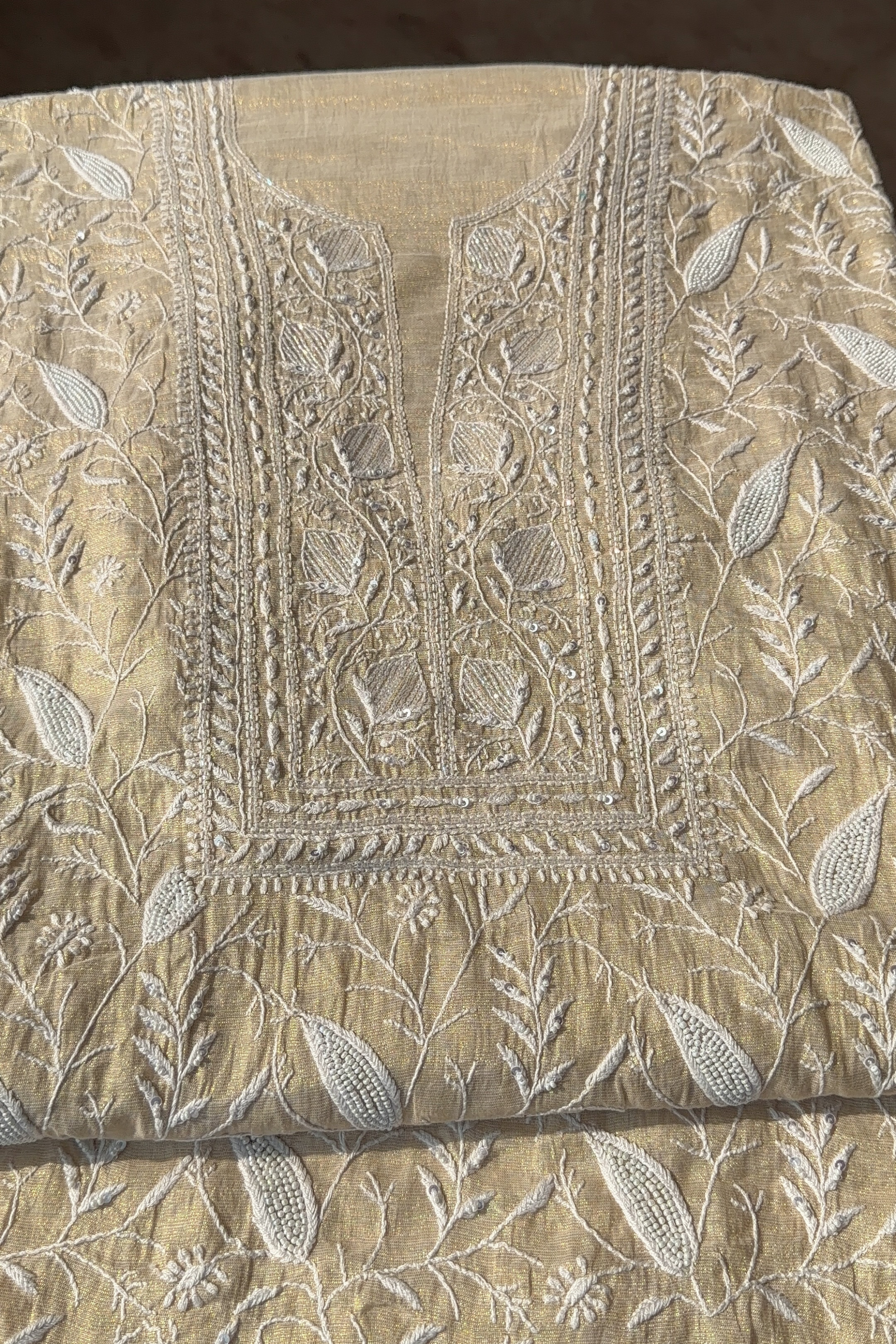 Arsh Handcrafted Pure Tissue Kurti and Dupatta set. - arshchikan