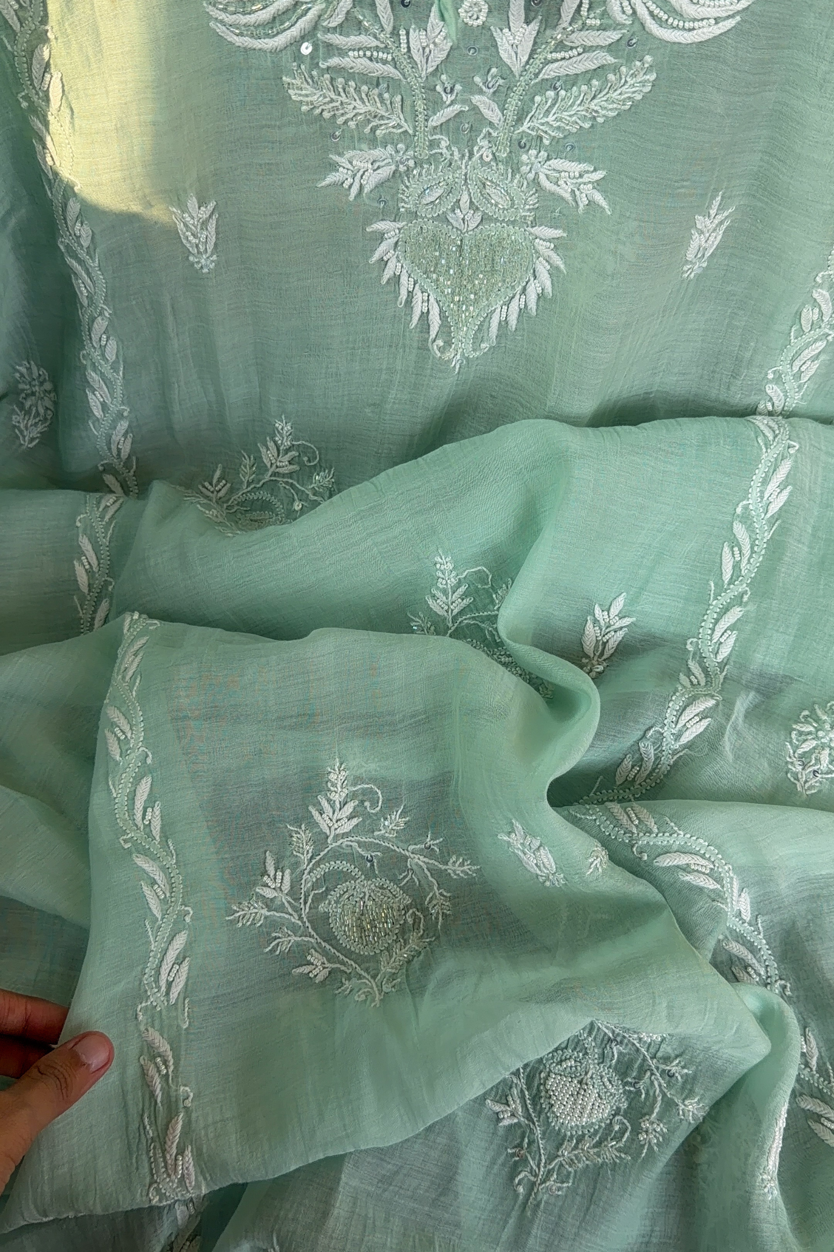 Arsh Handcrafted Pure Mul Chanderi Kaftaan Dress - arshchikan