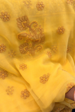 Arsh Handcrafted Yellow Georgette Unstitched Chikankari 3pc Suit