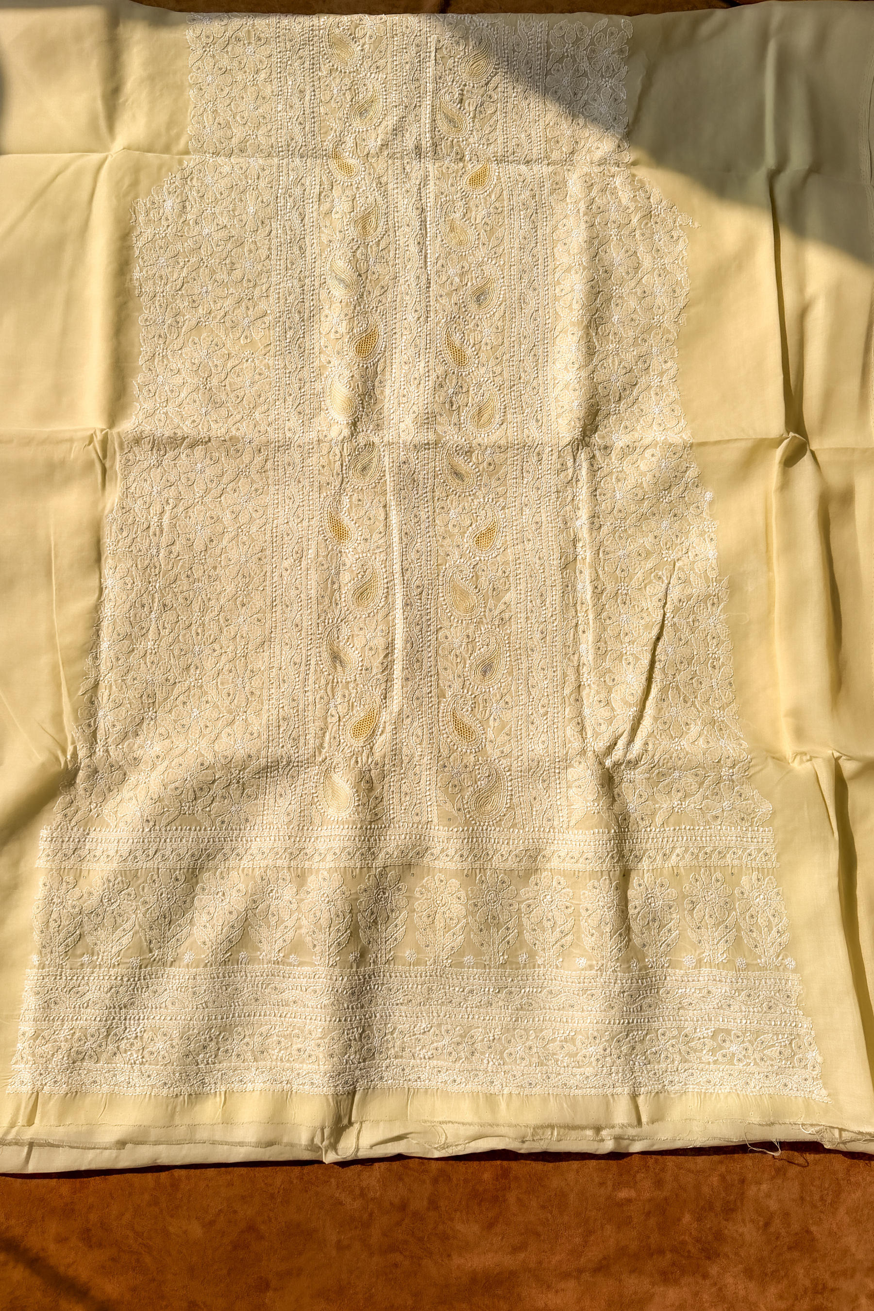 Arsh Handcrafted Cotton All Over, Front Back Chikankari 3pc Suit Set - arshchikan