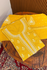 Arsh Handcrafted Yellow Pure Tissue Kurti and Dupatta Semi Stitched Set