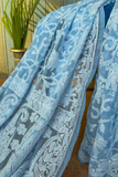 Arsh Handcrafted Georgette All Over Chikan Powder Blue Embroidered Saree - arshchikan