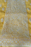Arsh Handcrafted Yellow Georgette Unstitched Chikankari 3pc Suit Set