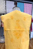 Arsh Handcrafted Mango Yellow Cotton Unstitched Chikankari 3pc Suit