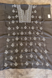 Arsh Handcrafted Black Cotton Unstitched Chikankari 3pc Suit