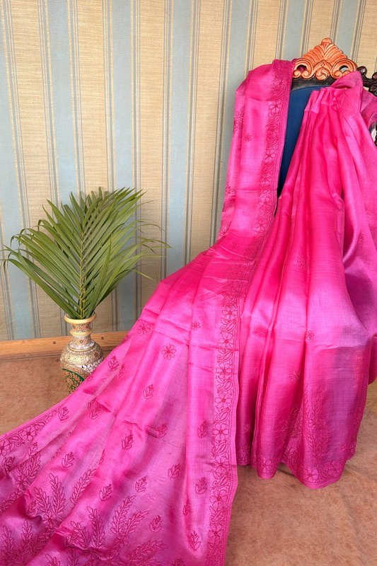 Arsh Hand Crafted Pure Silk Chikankari Saree