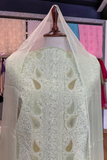 Arsh Handcrafted Pista Green Cotton Unstitched Chikankari 3pc Suit Set