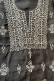 Arsh Handcrafted Black Cotton Unstitched Chikankari 3pc Suit