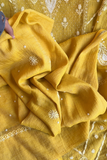 Arsh Handcrafted Yellow Pure Tissue Kurti and Dupatta Semi Stitched Set