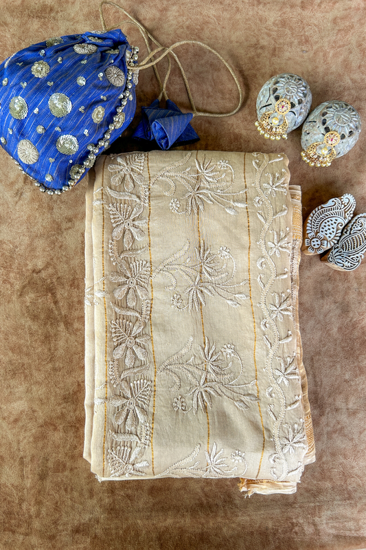 Arsh Hand Embroidered Chanderi Silk Chikan Saree