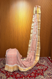 Arsh handcrafted Banarasi Chikan Tissue Linen Silk Saree