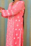 Arsh Handcrafted Kurti, Pant and Dupatta 3 pc Mul Chanderi Mukesh Chikan Set - arshchikan