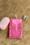 Arsh Handcrafted Pink Pure Silk Unstitched Chikankari 3pc Suit Set