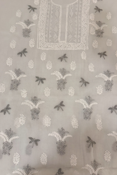 Arsh Handcrafted Grey Cotton Unstitched Daraj Chikankari 3pc Suit Set