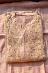 Arsh Handcrafted Chanderi Cutwork Semi-Stitched Chikankari Kurti and Dupatta set - arshchikan