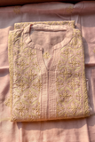Arsh Handcrafted Chanderi Cutwork Semi-Stitched Chikankari Kurti and Dupatta set - arshchikan