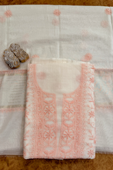 Arsh Handcrafted Mul Chanderi Unstitched Chikankari Kurti and Dupatta set - arshchikan
