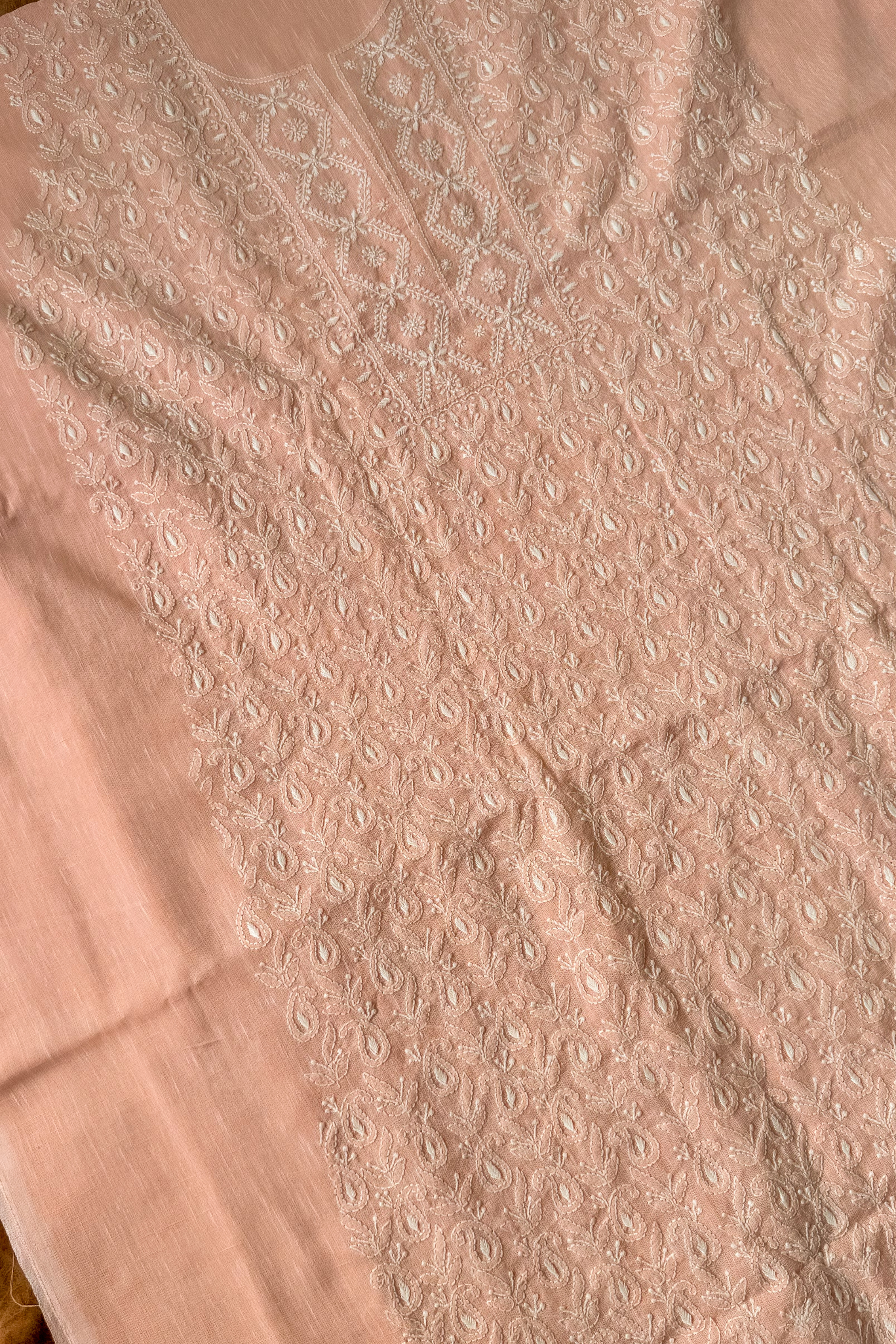 Arsh Handcrafted Cotton Linen Unstitched Chikankari 3pc Suit Set - arshchikan