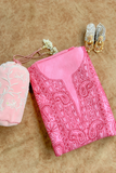 Arsh Handcrafted Pink Pure Silk Unstitched Chikankari 3pc Suit Set