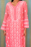 Arsh Handcrafted Kurti, Pant and Dupatta 3 pc Mul Chanderi Mukesh Chikan Set - arshchikan