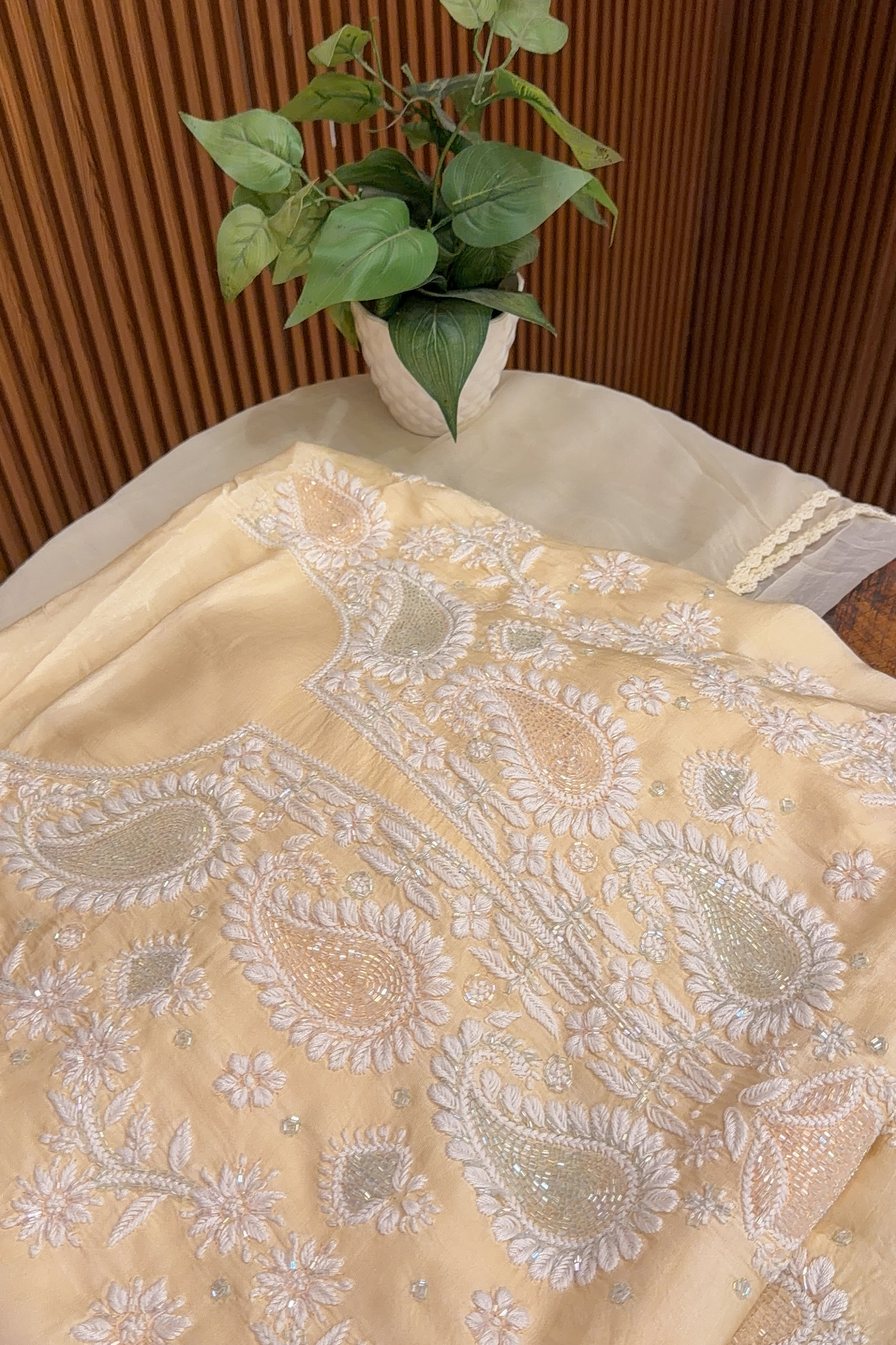 Arsh Handcrafted Modal Satin Unstitched Chikankari Suit Set - arshchikan