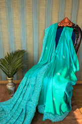 Arsh Hand Embroidered Pure Silk Chikankari Saree - arshchikan