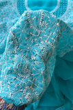 Arsh Hand Embroidered Aqua Blue Chikankari Unstitched Suit Set - arshchikan