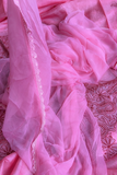 Arsh Handcrafted Pink Pure Silk Unstitched Chikankari 3pc Suit Set