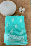 Arsh Handcrafted Sea Green Georgette Unstitched Chikankari 3pc Suit
