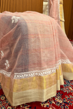 Arsh handcrafted Banarasi Chikan Tissue Linen Silk Saree