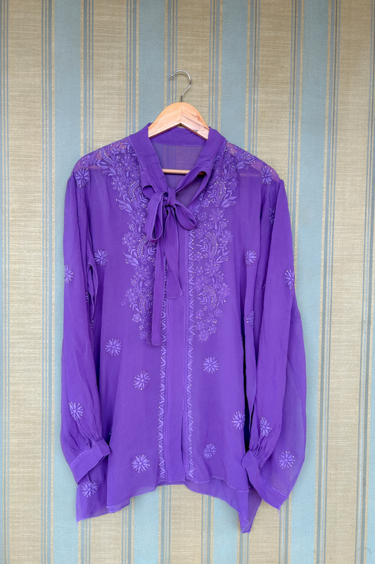 Arsh Handcrafted Pure Viscose Georgette Semi Stitched Top