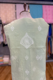 Arsh Handcrafted Pista Green Cotton Unstitched Chikankari 3pc Suit Set