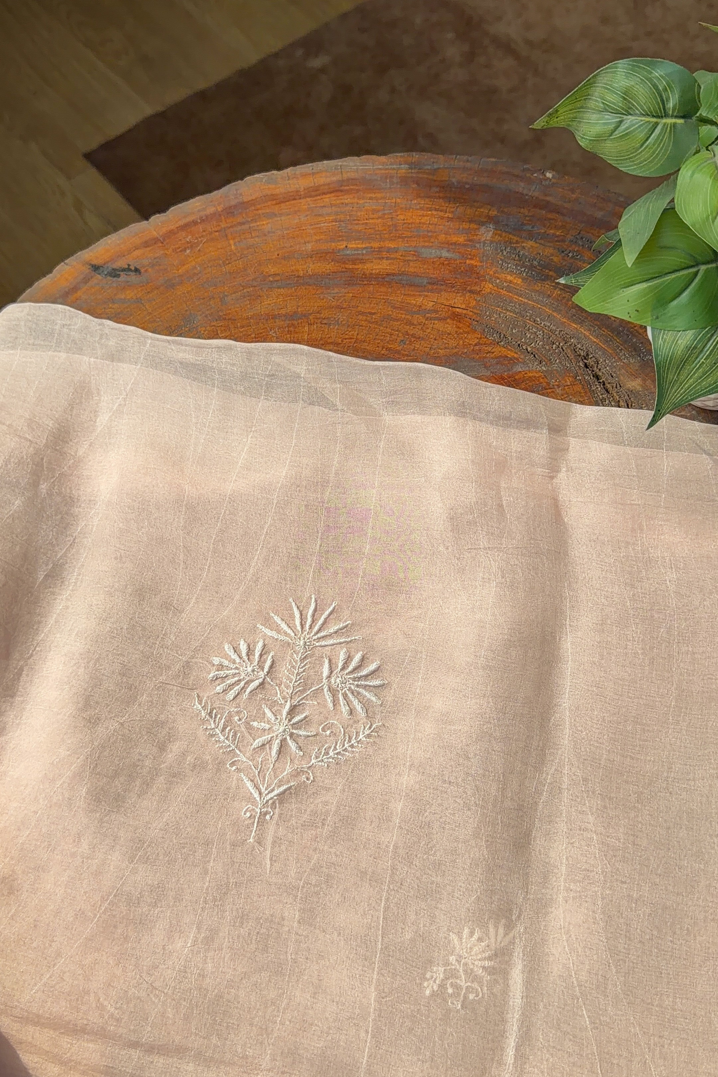 Arsh Handcrafted Peach Pure Organza Kurta and Dupatta set - arshchikan