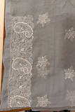 Arsh Handcrafted Grey Cotton Unstitched Chikankari Front Jaal 3pc Suit