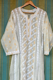 Arsh Handcrafted Pure Mul Chanderi Kurti and Dupatta Semi Stitched Set - arshchikan