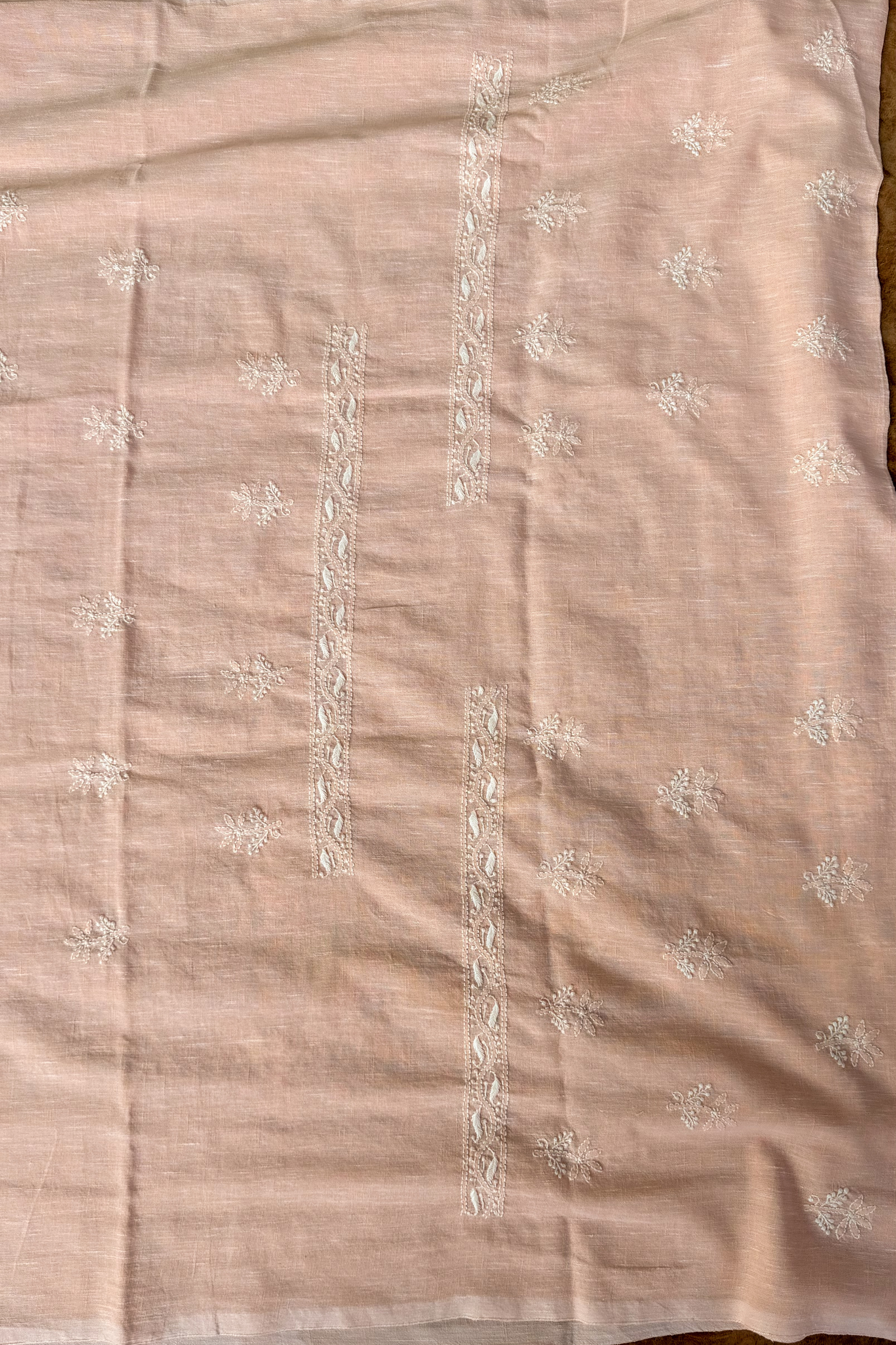 Arsh Handcrafted Cotton Linen Unstitched Chikankari 3pc Suit Set - arshchikan