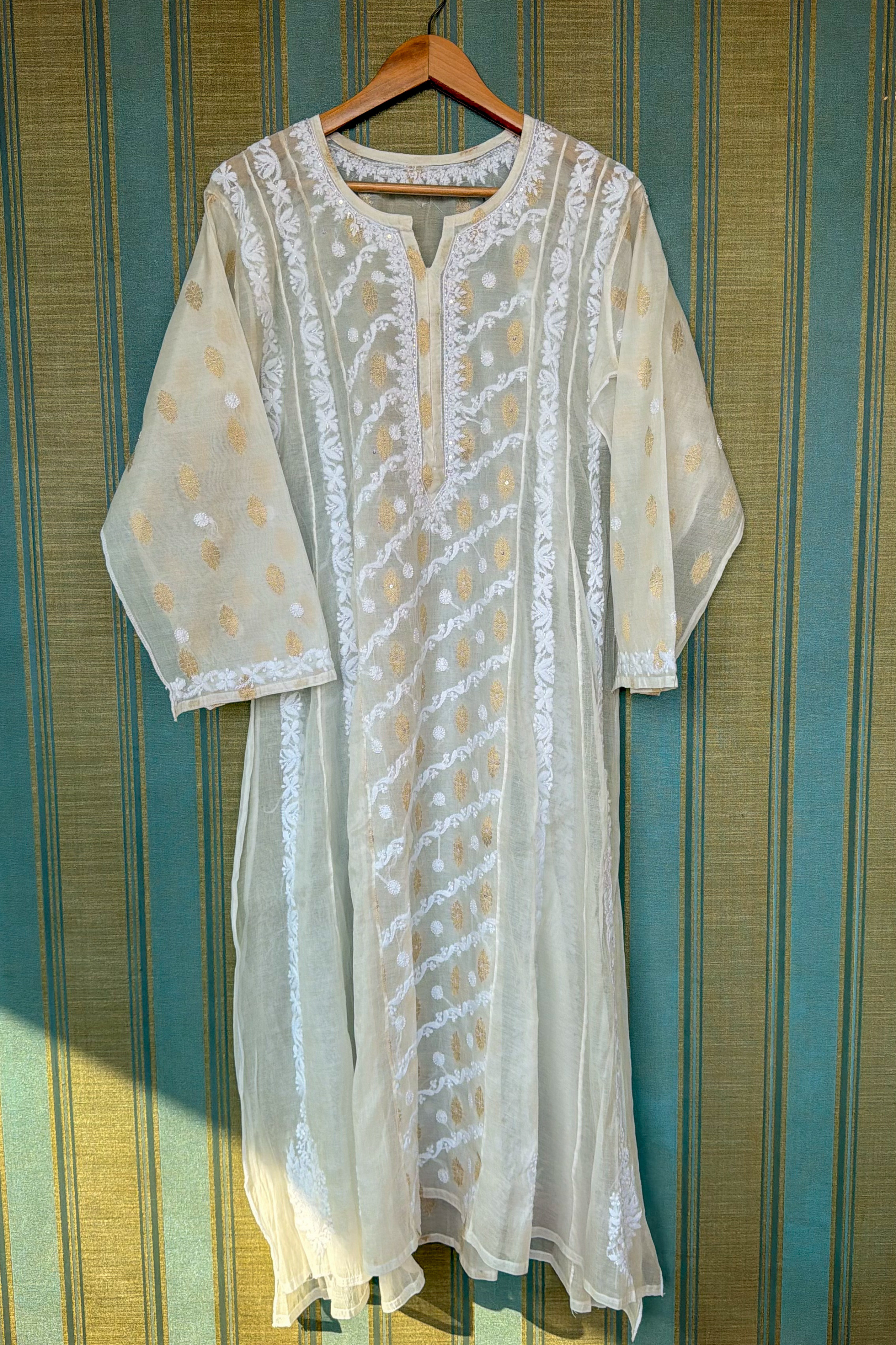 Arsh Handcrafted Pure Mul Chanderi Kurti and Dupatta Semi Stitched Set - arshchikan