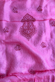 Arsh Handcrafted Pink Pure Silk Unstitched Chikankari 3pc Suit Set
