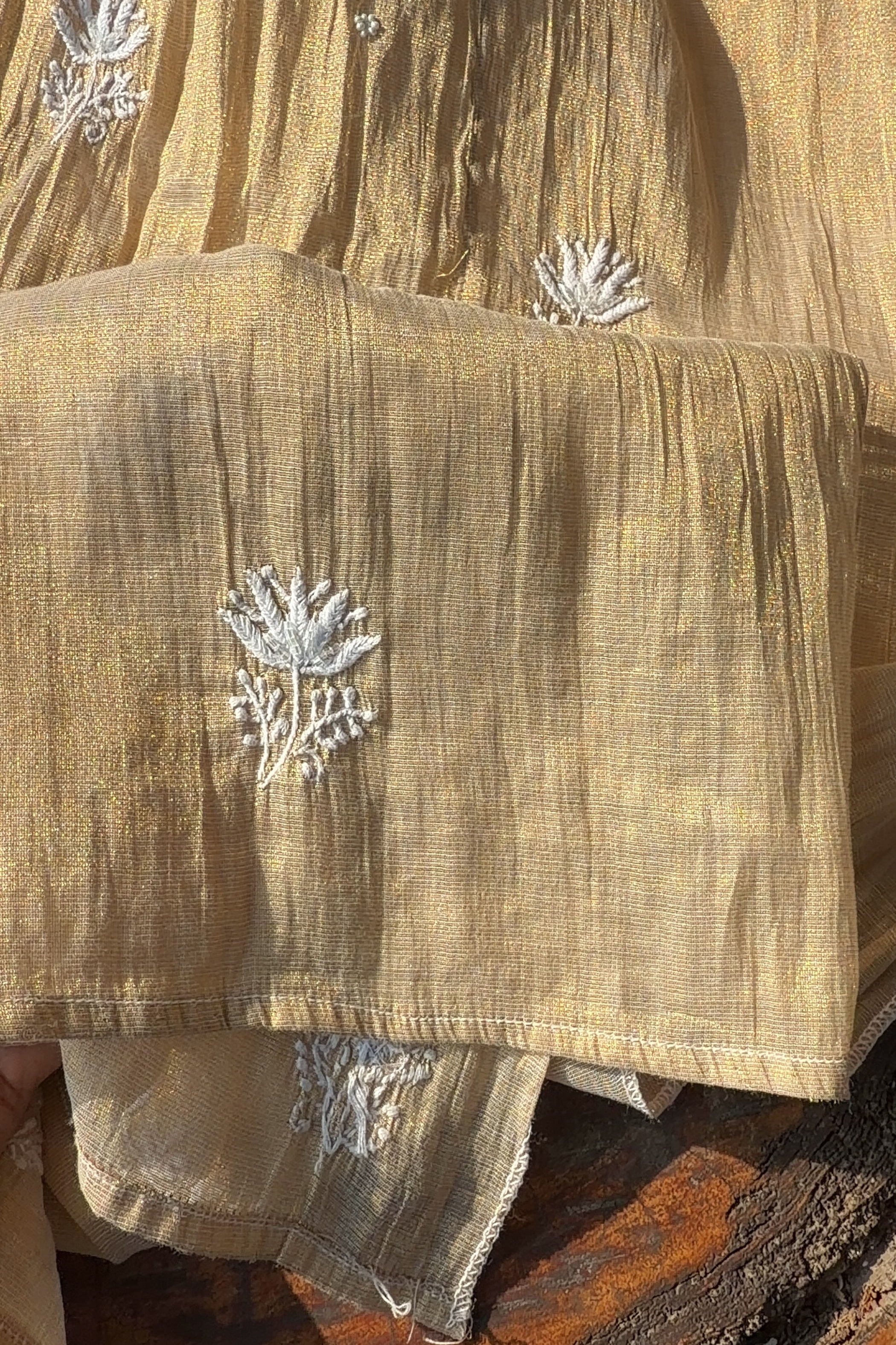 Arsh Handcrafted Mul Chanderi Kurti and Dupatta Semi Stitched Set - arshchikan