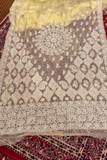 Arsh Handcrafted Georgette All Over Chikan Lemon Yellow Embroidered Saree