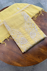 Arsh Hand Embroidered Mul Chanderi Yellow Chikankari 3pc Suit Set