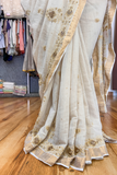 Arsh Hand Embroidered PureTissue Banarasi Chikankari Saree